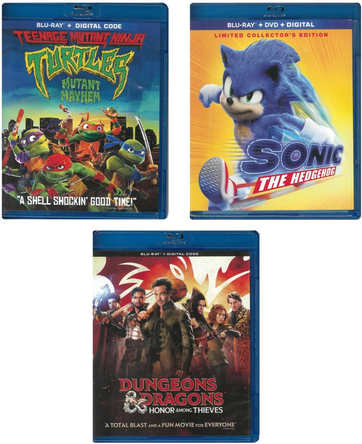 TMNT: Mutant Mayhem / Sonic The Hedgehog / Dungeons & Dragons: Honor   - BLU-RAY