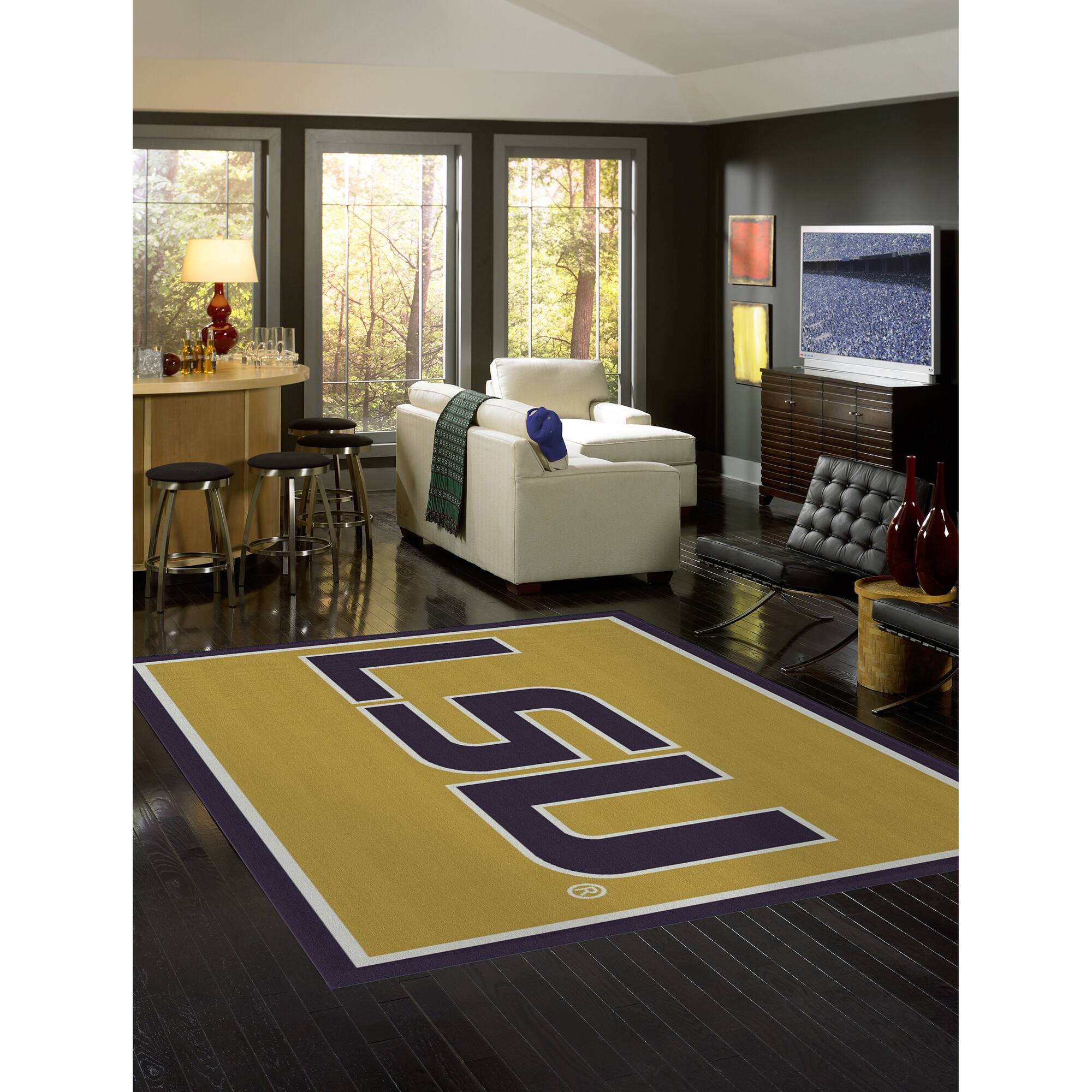 Alt View 1. Imperial - LSU Tigers 7'8'' x 10'9'' Spirit Rug - Black.