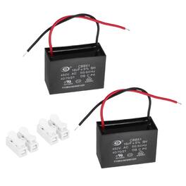 Unique Bargains - 2pcs 16uF CBB61 Ceiling Fan Capacitor, AC 450V 2 Wires with Terminal Blocks for Pump Motor Generator Blower - Black
