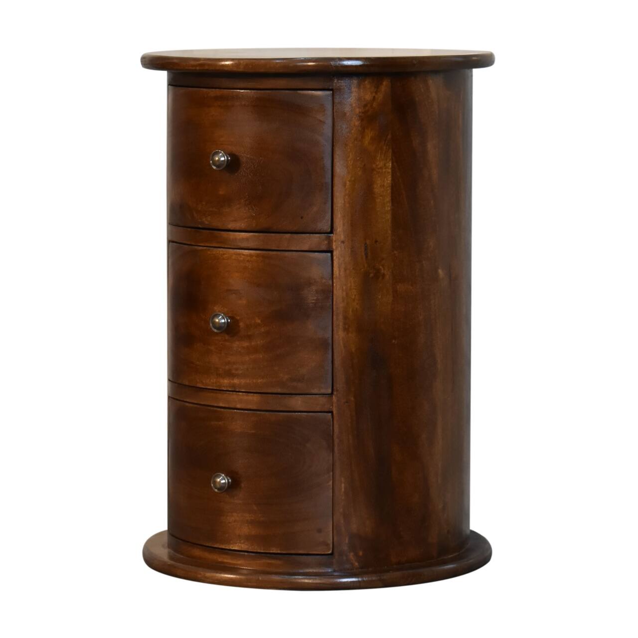 Back. Artisan Furniture - Artisan Furniture Solid Wood 3 Drawer Chestnut Drum, Dark Brown - Dark Brown.