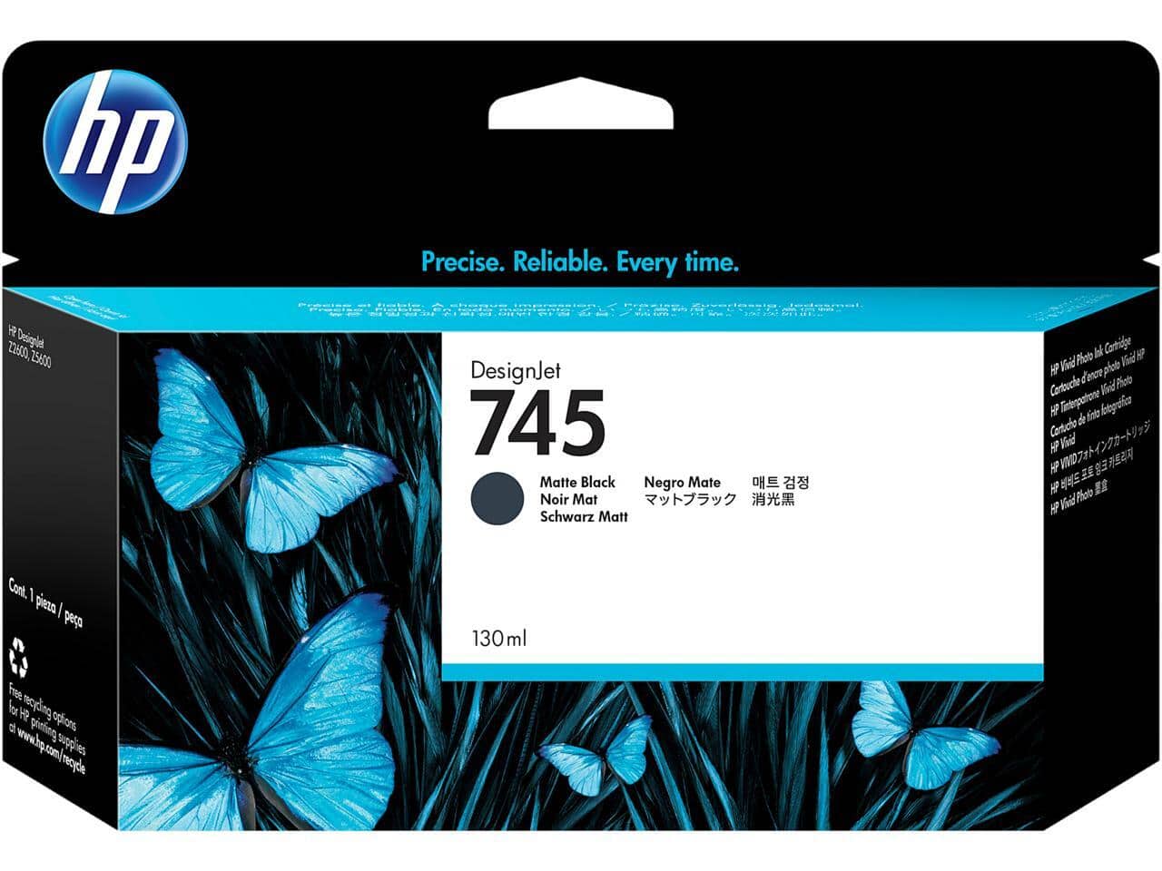 HP - 745 130-ml DesignJet Matte Black Ink Cartridge, F9J99A