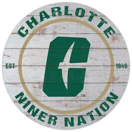 Jardine - Charlotte 49ers 20'' x 20'' Indoor/Outdoor Weathered Circle Sign - White