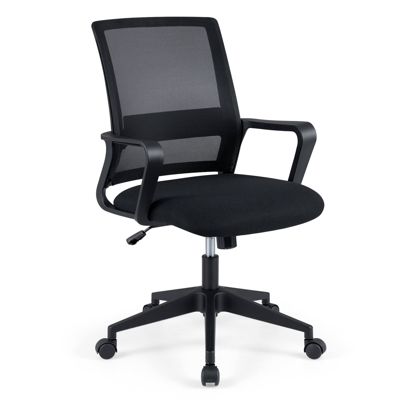 Front. Costway - Height Adjustable Mid-Back Mesh Chair  Executive Chair w/ Lumbar Support - Black.