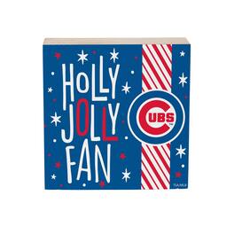 Evergreen Enterprises - Chicago Cubs 6" Holiday Wood Plock Shelf Sign - Multicolor
