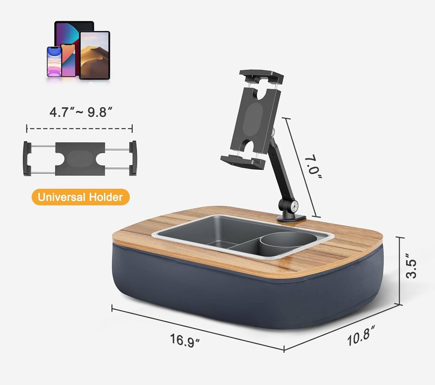 4.7"~9.8" Universal Holder  
7.0"  
3.5"  
16.9"  
10.8"