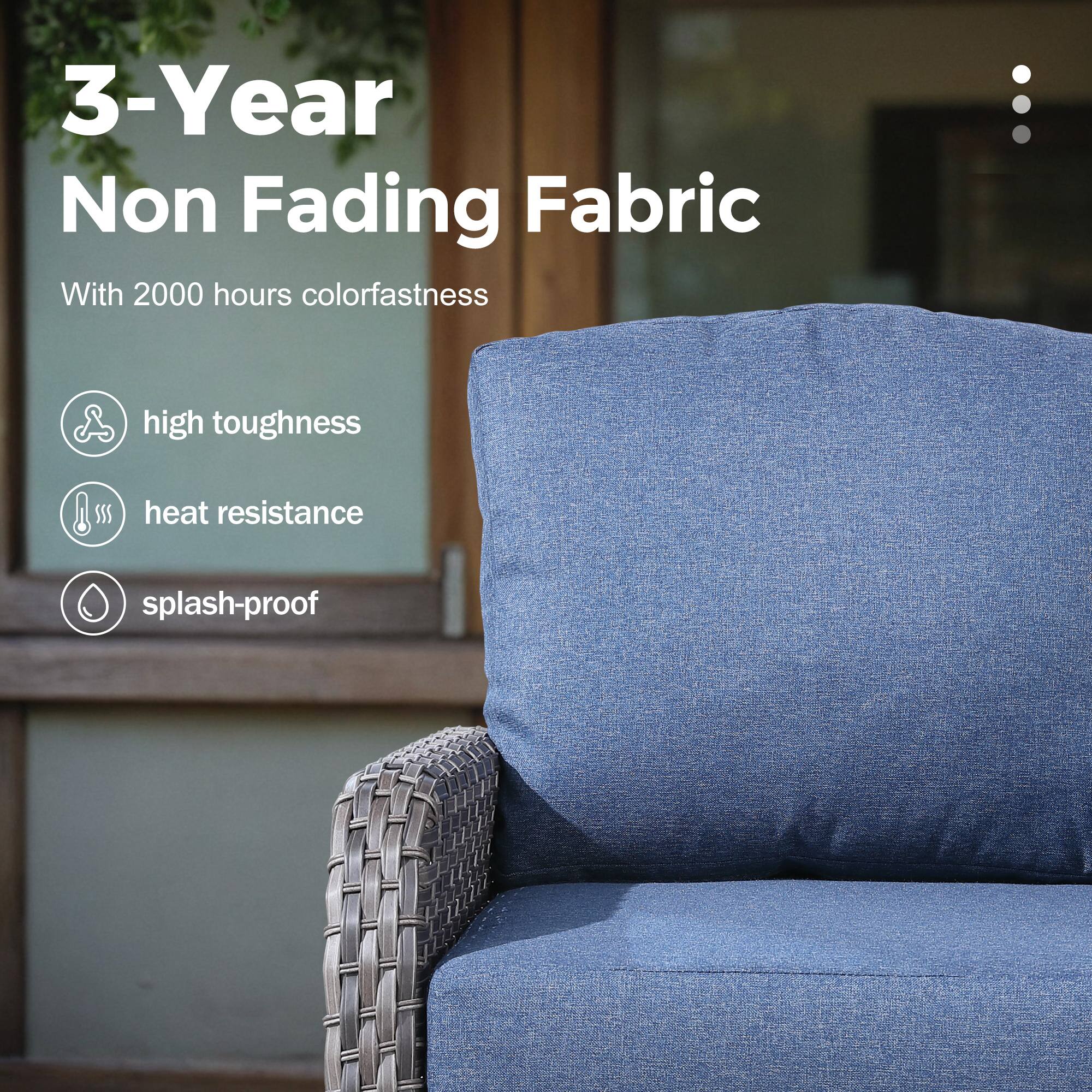 3-Year Non Fading Fabric

With 2000 hours colorfastness

- high toughness
- heat resistance
- splash-proof
