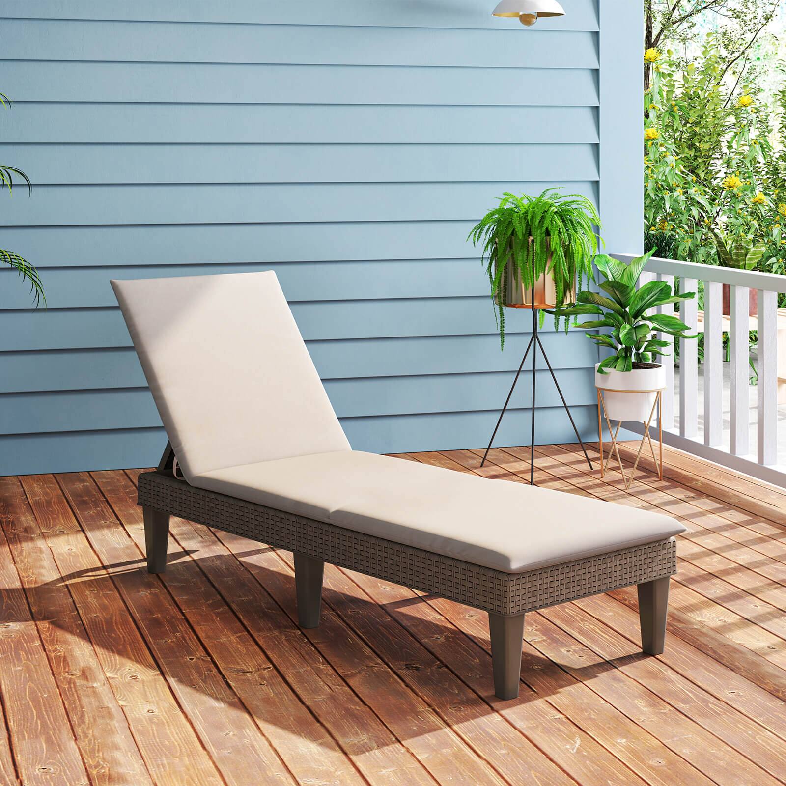 Alt View 1. Costway - Costway Patio Lounge Chair Recliner Chair with 3-Position Adjustable Backrest & Cushion - White.