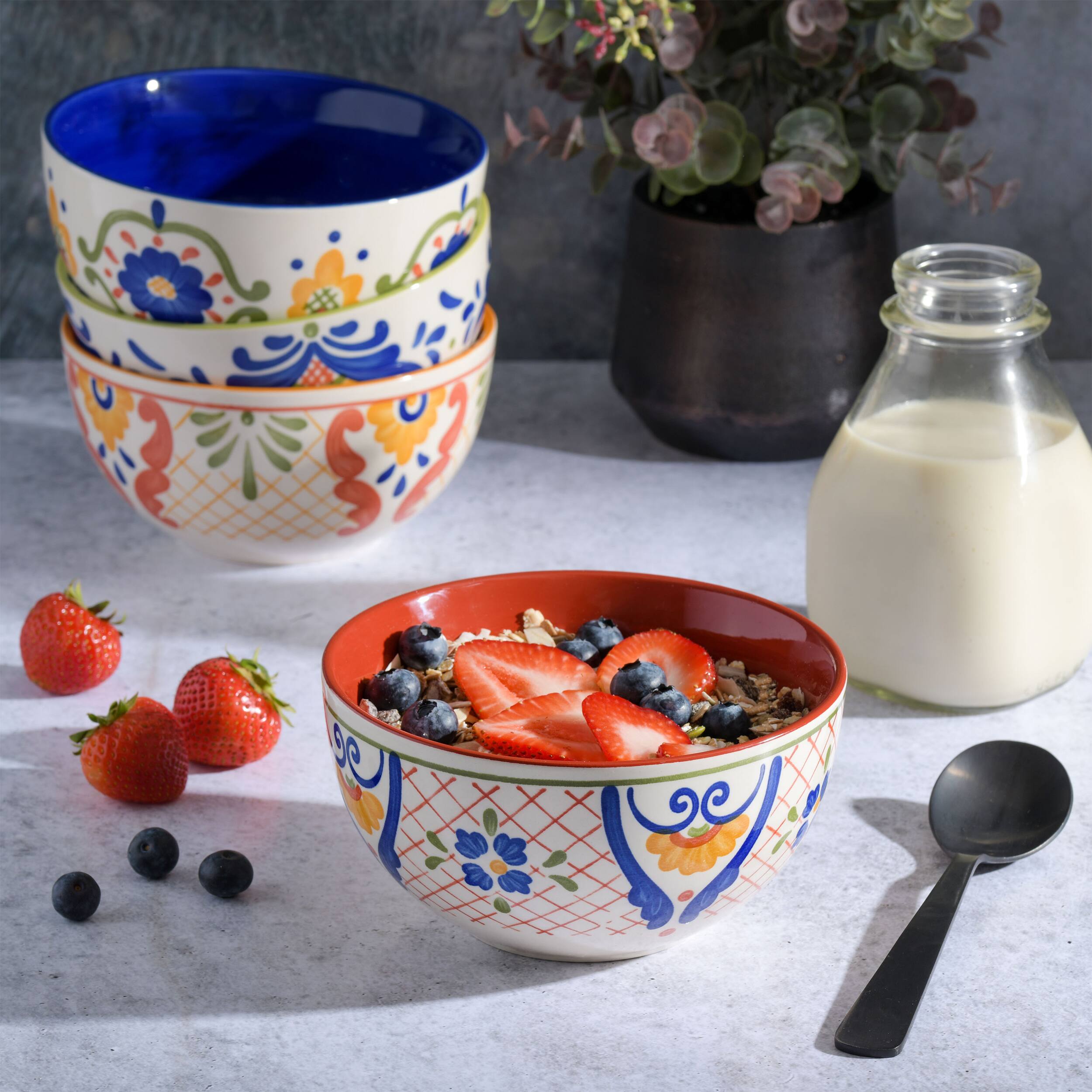Alt View 9. Gibson - Laurie Gates Tierra 4 Piece 6 Inch Stoneware Cereal Bowl Set in Assorted Designs - Assorted.