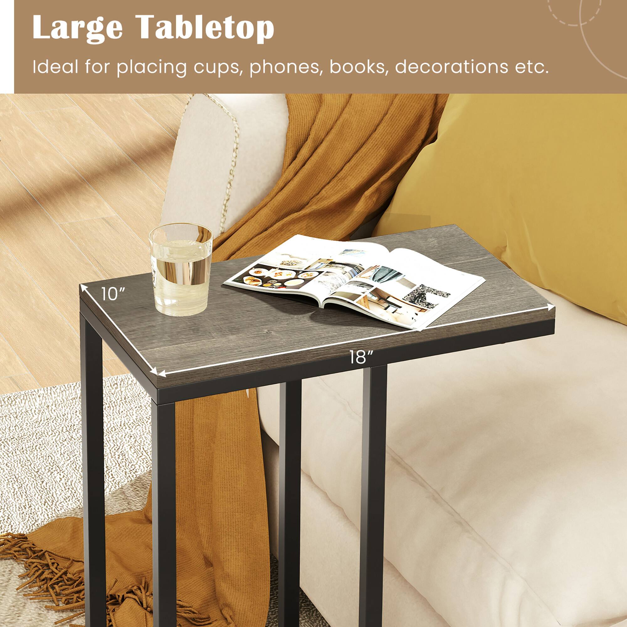 Large Tabletop  
Ideal for placing cups, phones, books, decorations etc.  

10" x 18"