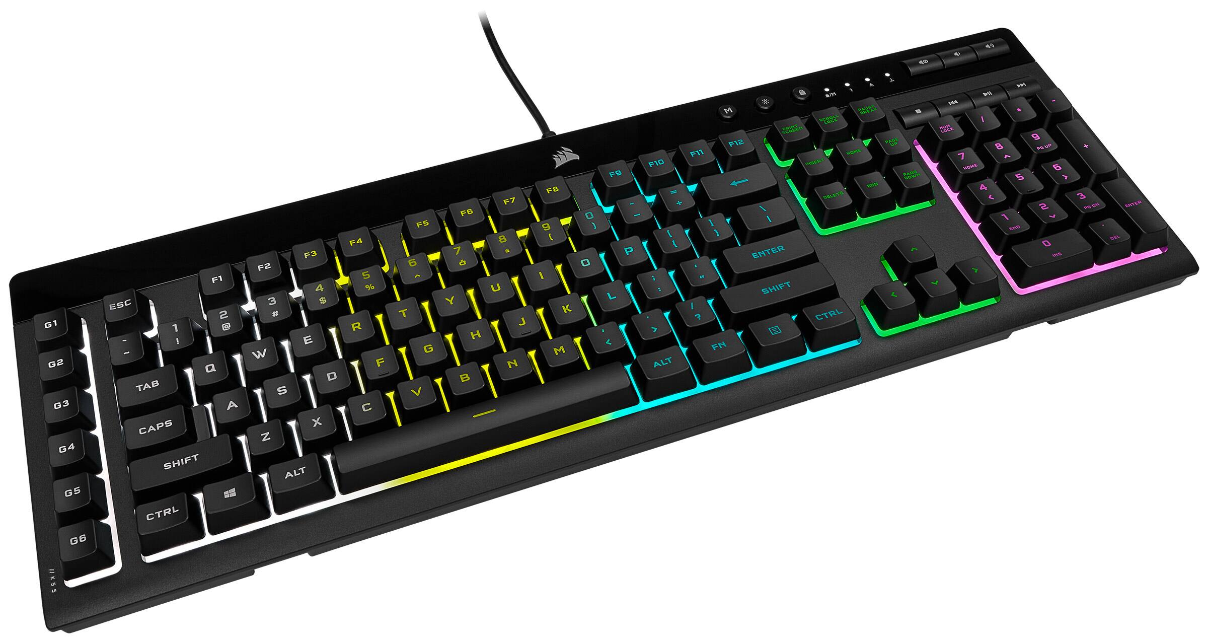 Angle. CORSAIR - K55 RGB Pro LITE Full-size Wired Dome Membrane Gaming Keyboard with Elgato Stream Deck Software Integration - Black.