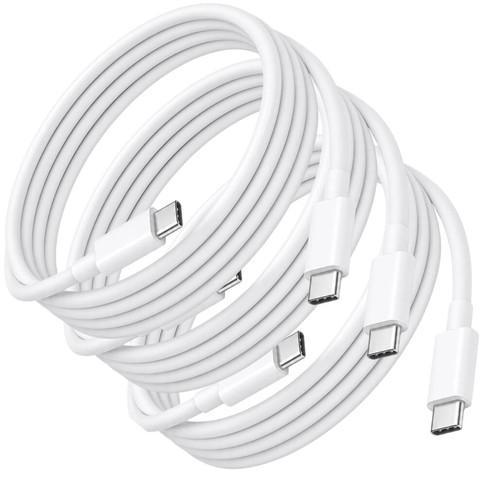 Alt View 4. Qixxronics - 3PCS USB-C to USB-C Cable 6FT, Charging & Data Sync for iPhone 17/16 Pro/15 Pro Max/Air, MacBook, iPad Pro/Air/10th/4/5 - White.
