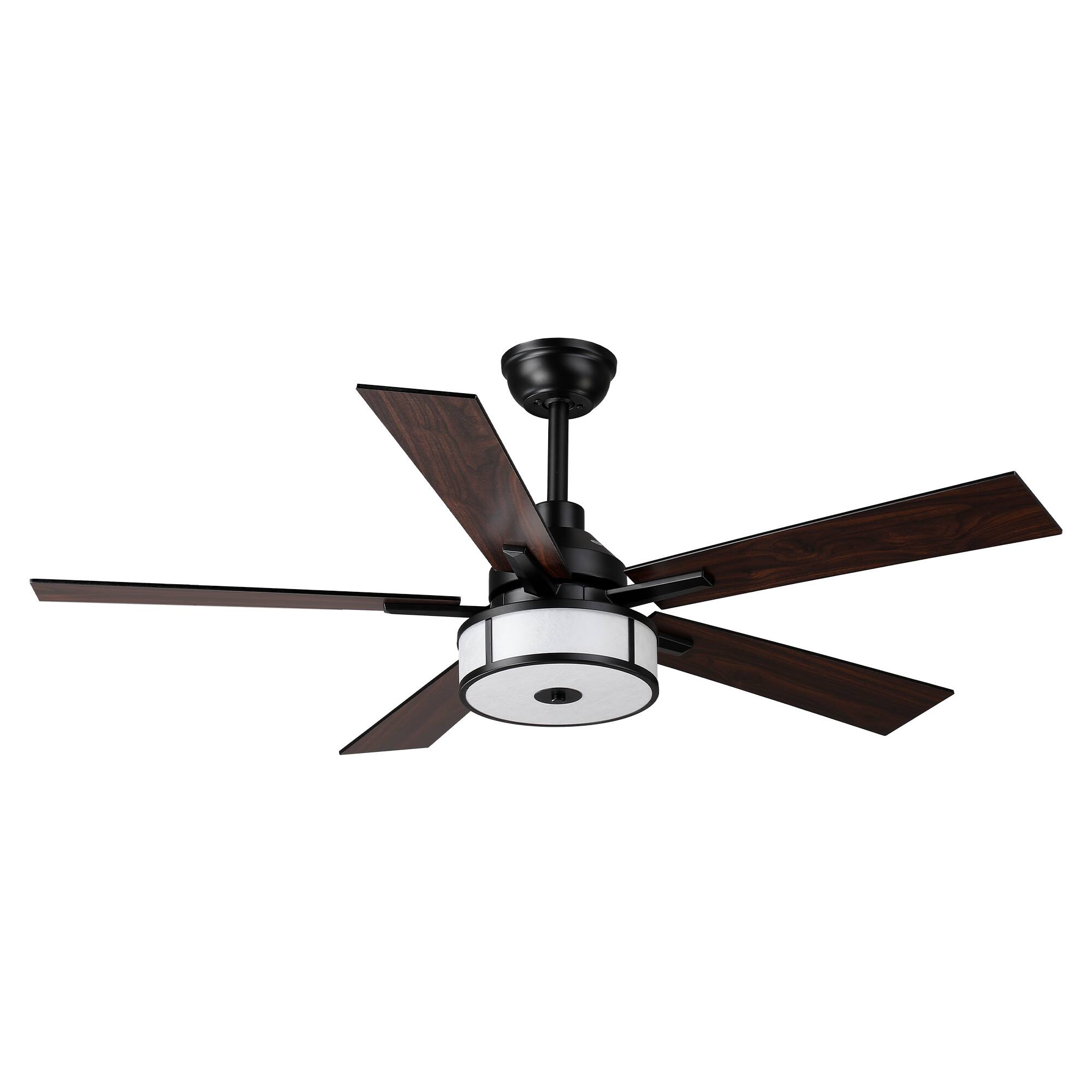 Alt View 9. Parrot Uncle - 52" Black Modern LED Ceiling Fan with Light and Remote - Black.