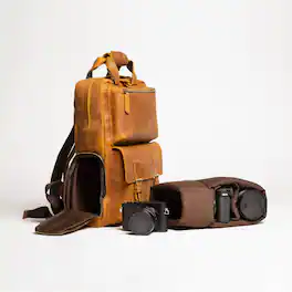 Steel Horse Leather - The MANN Bag | Large Capacity Leather Camera Backpack - Brown