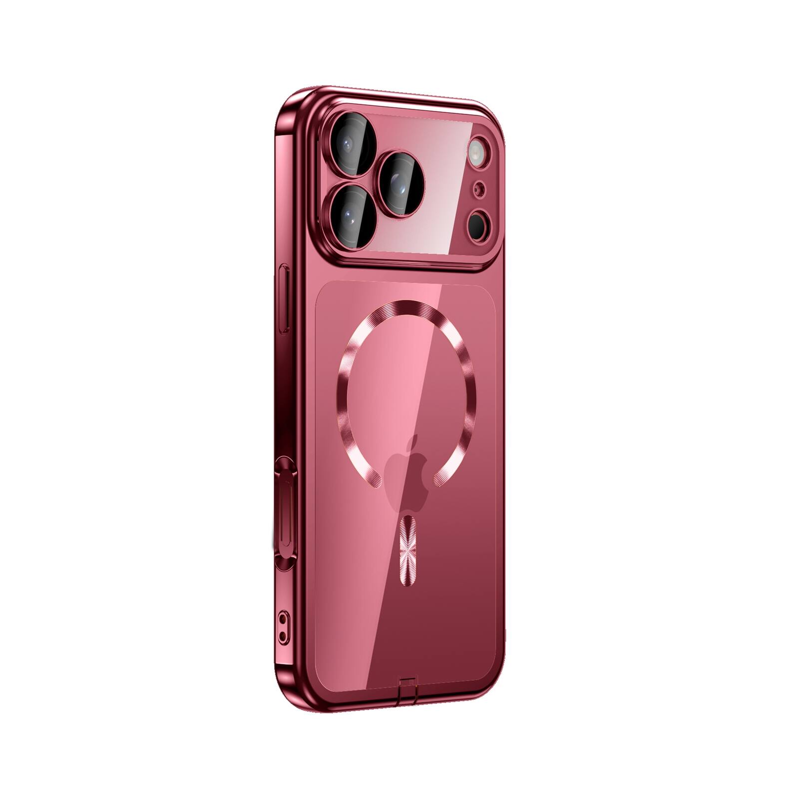Left. UUCOVER - Magnetic Clear Case for Apple iPhone 18 Pro Shockproof Plating TPU Compatible with MagSafe Camera Lens Protector Cover - Winered.