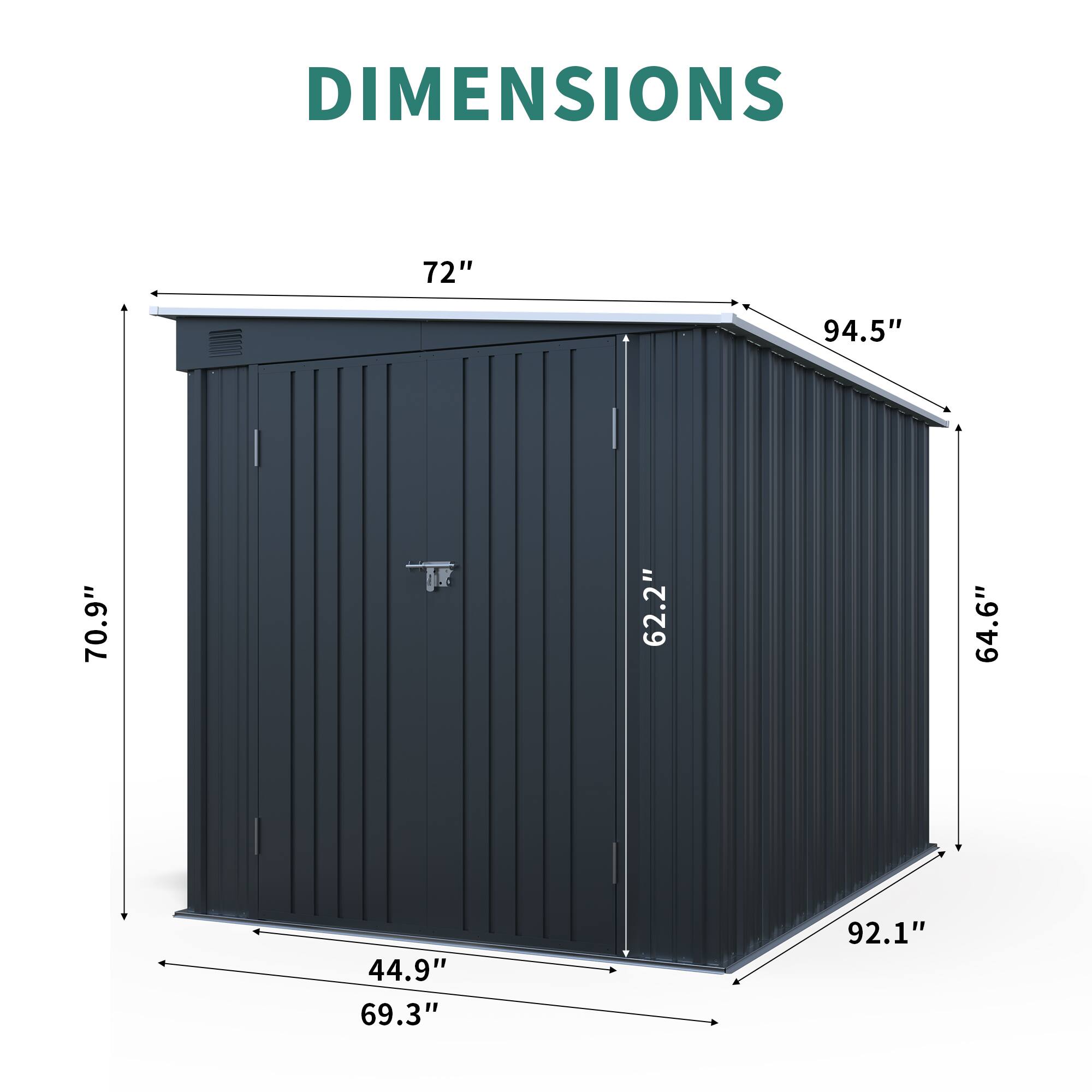 DIMENSIONS  
72" x 94.5" x 70.9"  
62.2" x 64.6" x 92.1"  
44.9" x 69.3"