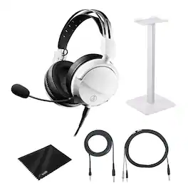 Audio-Technica - ATH-GL3 Hi-Fi Closed-Back Gaming Headset + Headset Stand - White