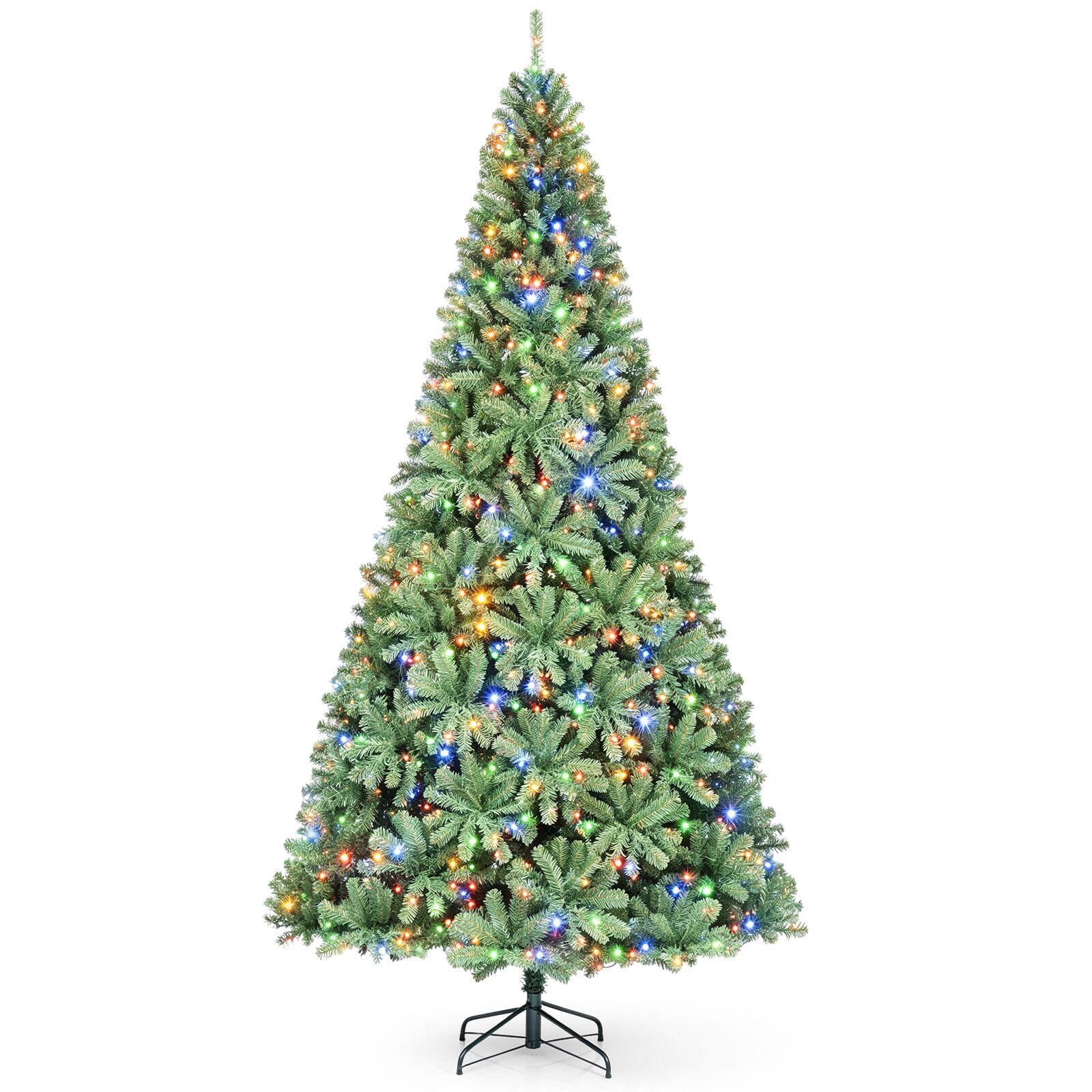 Front. Costway - Costway 9 FT Prelit Christmas Tree with 1000 LED Lights & 2944 PVC Branch Tips, Metal Stand - Green.
