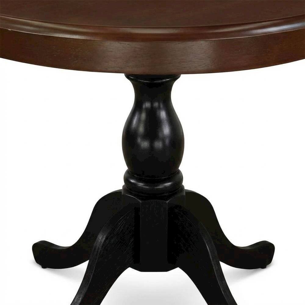 Back. FurniFact - Mahogany Black Round Pedestal Dining Table - Multi-Color.