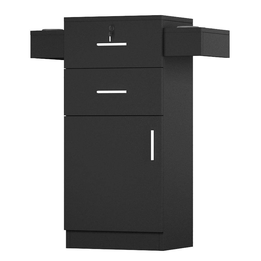 Back. Winado - Salon Station Barber Storage Cabinet with 2 drawers & Cabinet & 6 Hair Dryer Holders for Hair Styling Makeup Beauty Spa - Black.