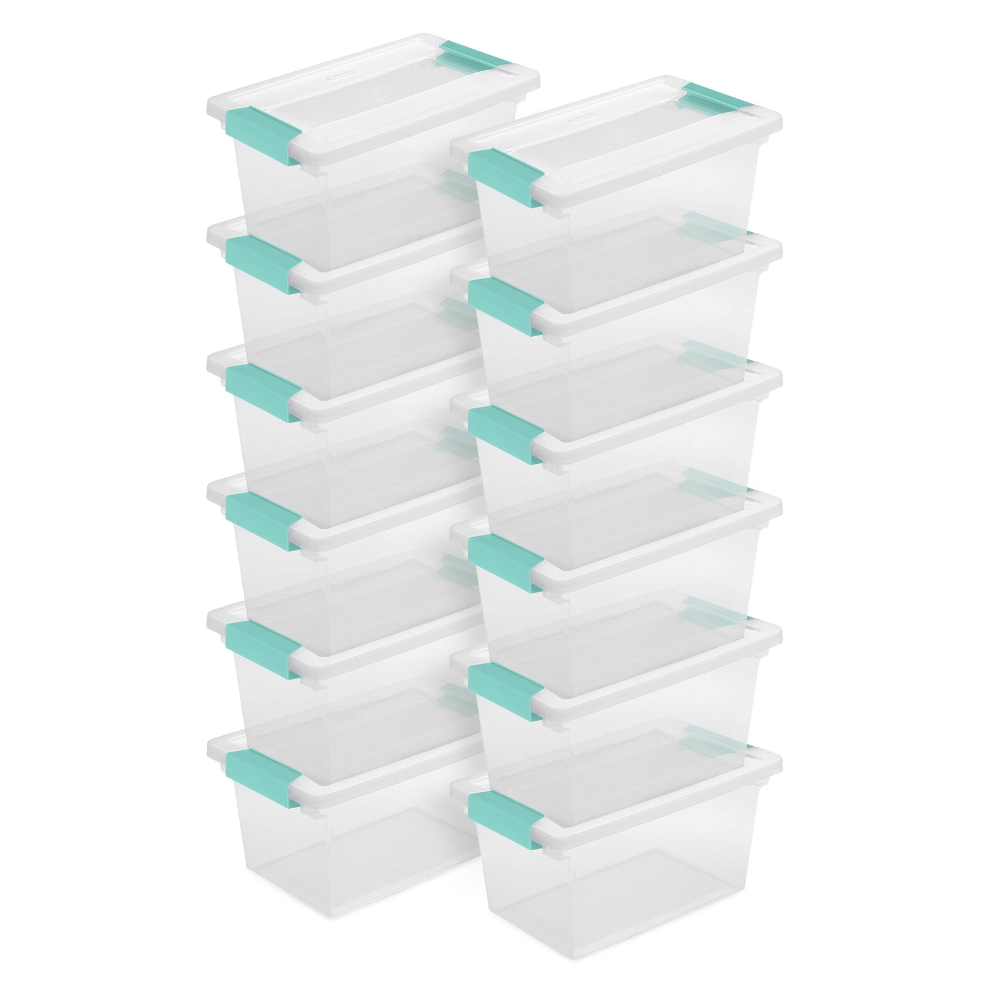 Sterilite - Plastic Medium Clip Storage Box Container with Latching Lid, 12 Pack
