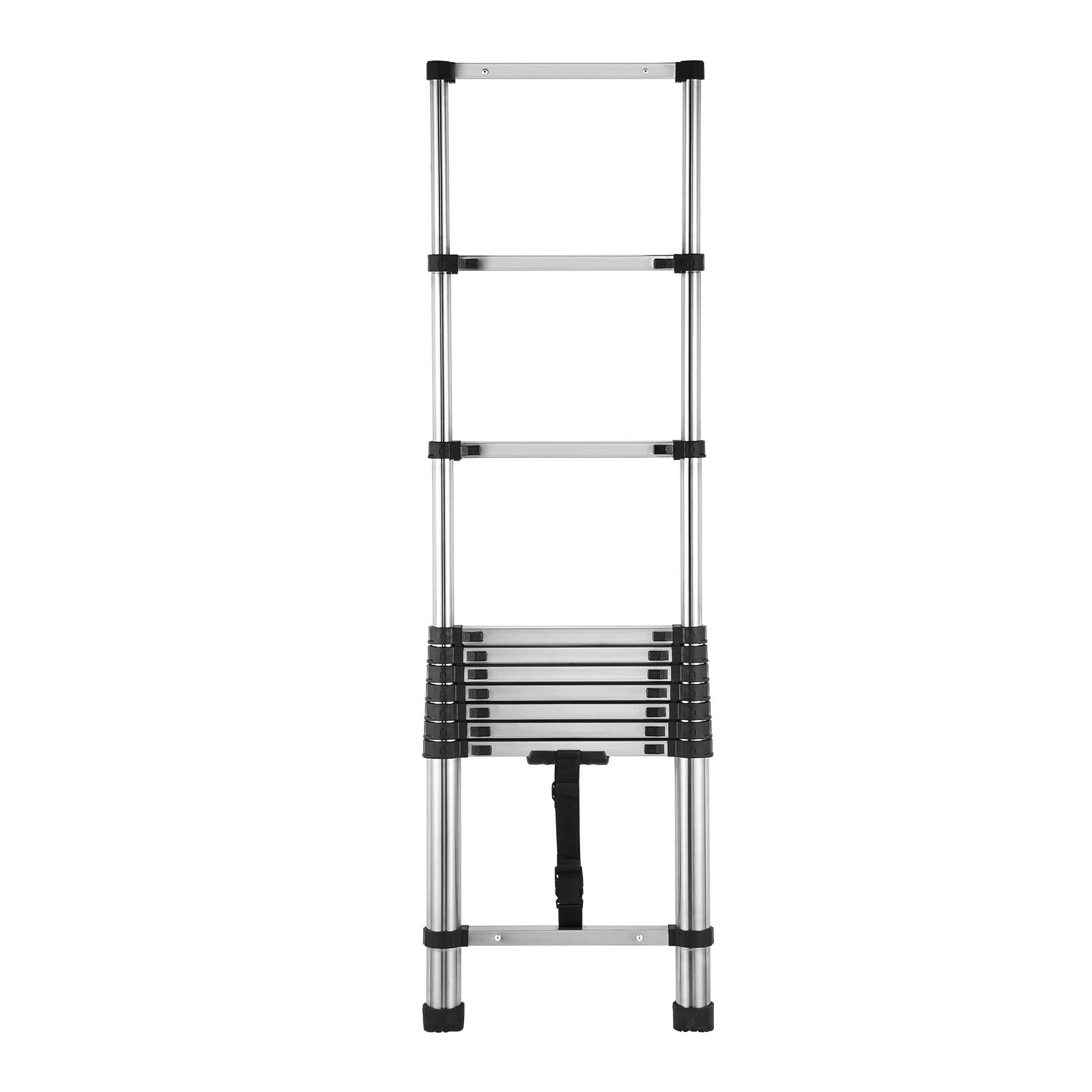 Alt View 5. VEVOR - Telescoping Ladder, 8.5ft Stainless Steel Lightweight Extension Ladder, Multi-Button Retraction Collapsible Ladders - Silver.