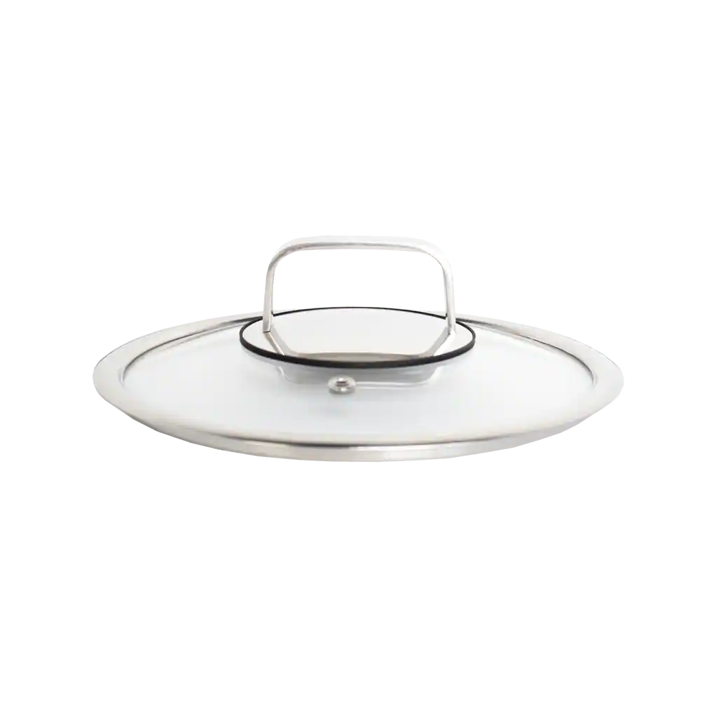 Livwell Brands - DiamondClad™ 8" Tempered Glass Lid with Silicone Rim, Cool Touch Insulated Handle, Dishwasher Safe – Clear - Silver/Glass