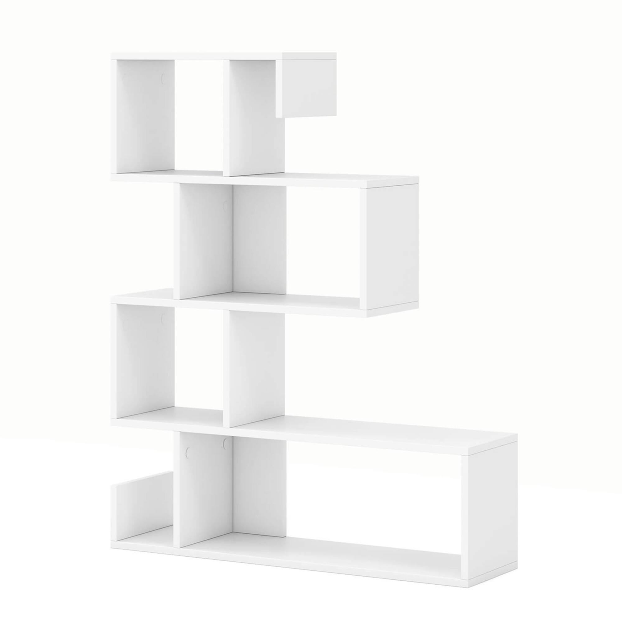 Alt View 16. Costway - 1 PCS S-shaped Bookshelf Freestanding Stepped Etagere Bookcase with Anti-tipping Kits White - White.