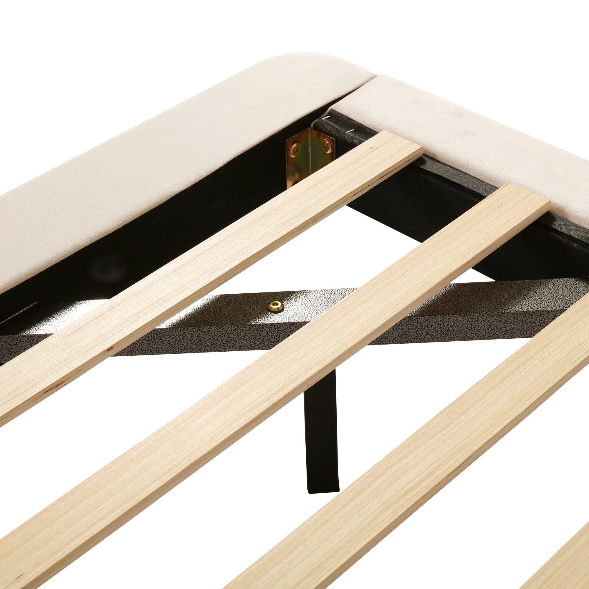 Alt View 7. Tiramisubest - Queen Size Upholstered Platform Bed with Sensor Light and 2 Large Backrests, 2 sets of USB Port and Socket - Beige.