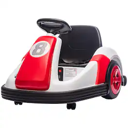 Qaba - Kids Bumper Car with Big Wheels, Electric Car for Kids with 360-Degree Spin, Slow Start - Red