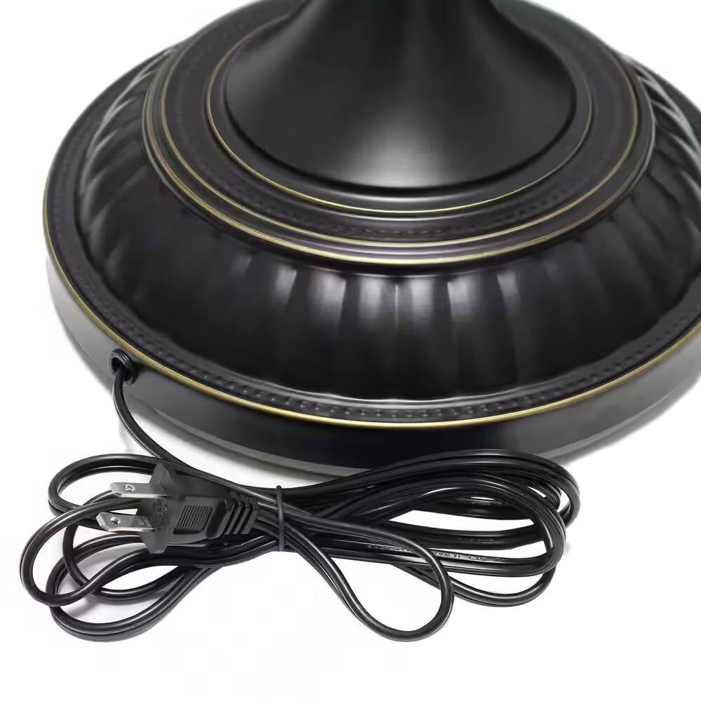 Left. Hivvago - 71-inch Floor Lamp Torchiere in Bronze Finish with White Marbled Glass Shade - Bronze Finish, White.