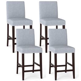 Gymax - 26'' Counter Height Chairs Set of 4 Barstools w/ Padded Seat & Backrest Footrest - Gray
