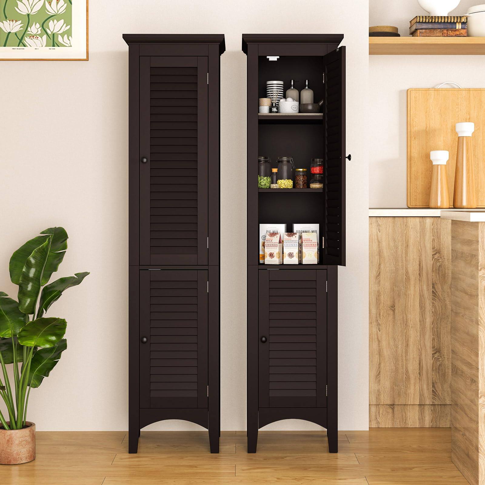 Alt View 8. Ecooso - Freestanding Bathroom Storage Cabinet for Kitchen and Living Room - Brown.