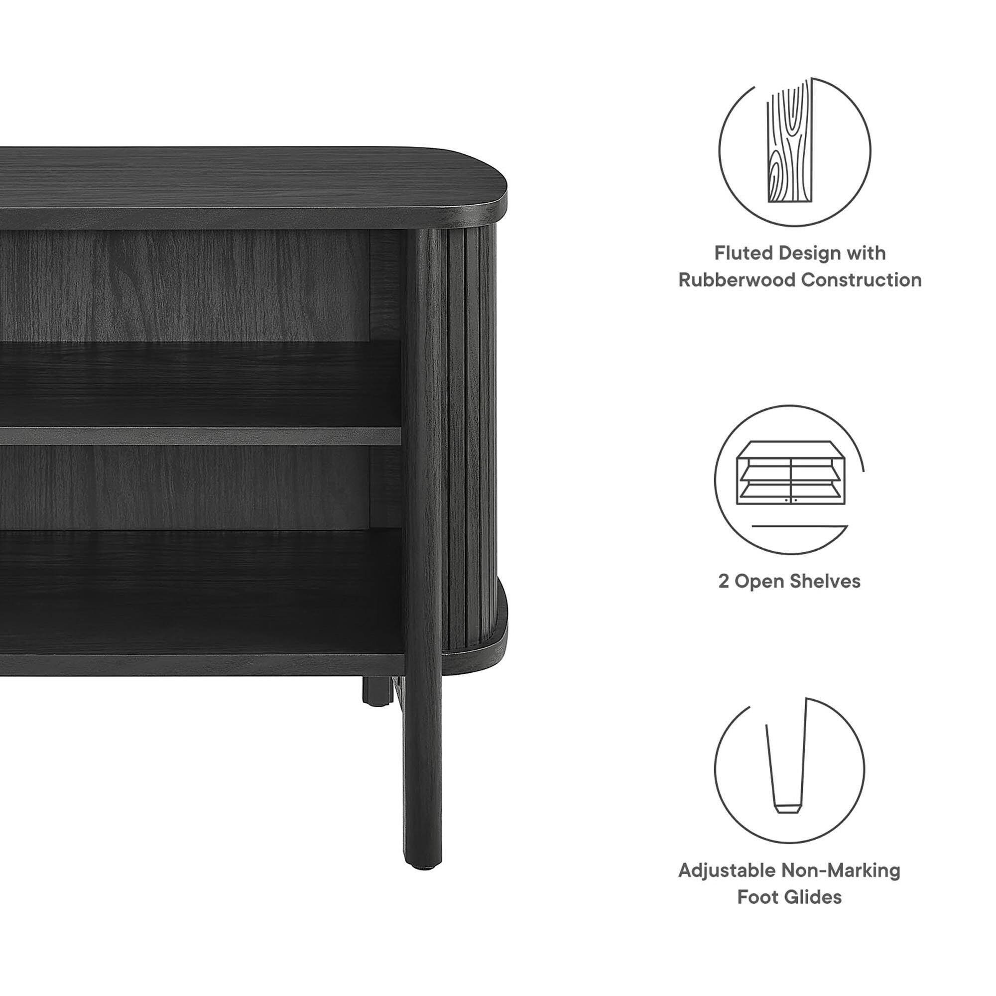 Fluted Design with Rubberwood Construction  
2 Open Shelves  
Adjustable Non-Marking Foot Glides