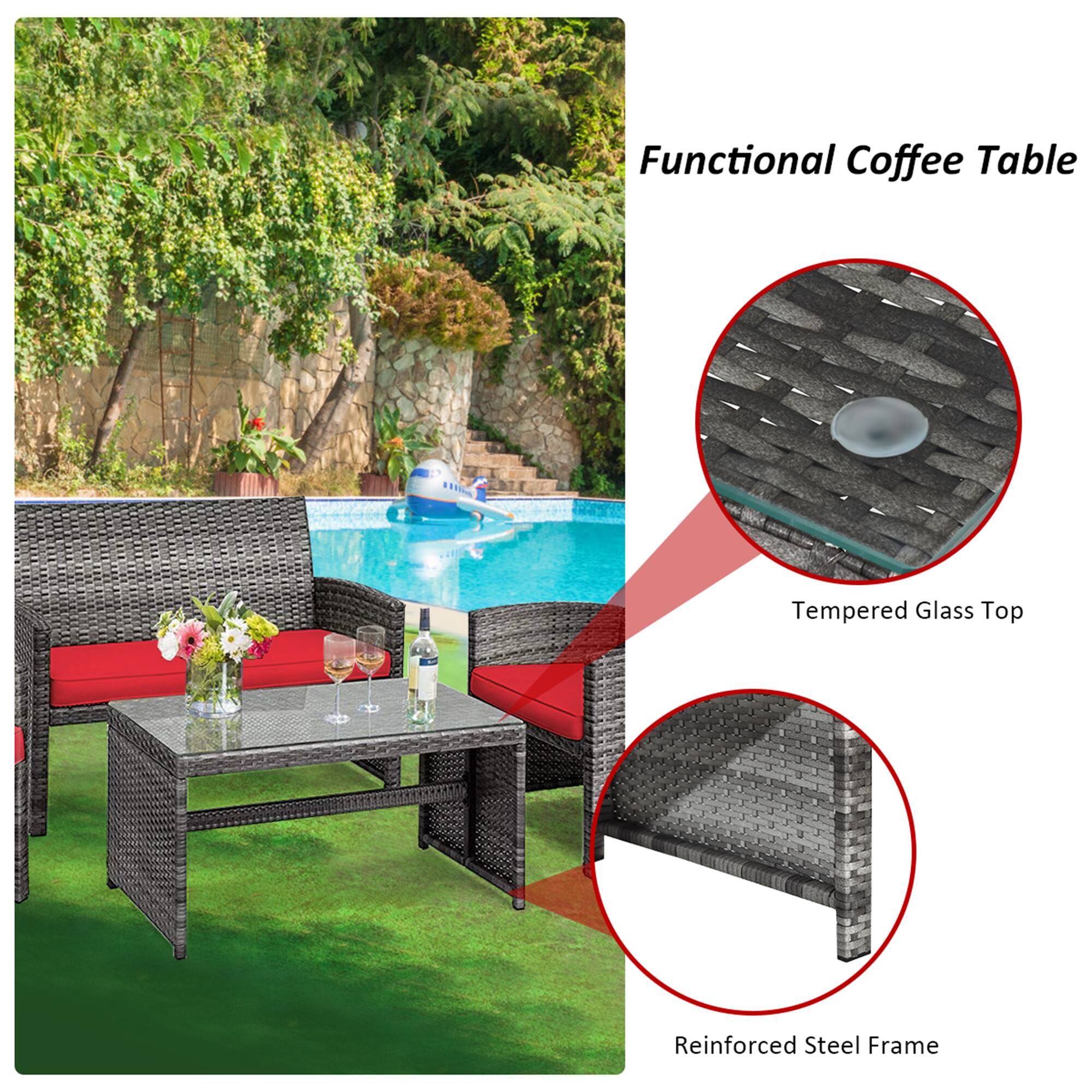 Functional Coffee Table

- Tempered Glass Top
- Reinforced Steel Frame