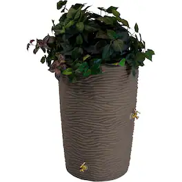 Good Ideas - Impressions 50 Gallon Palm Trunk Rain Saver Barrell, 2 Spigots - Oak