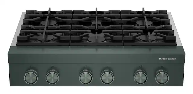 Front. KitchenAid - KitchenAid - KitchenAid 36-inch 6-Burner Gas Commercial-Style Rangetop - Juniper.