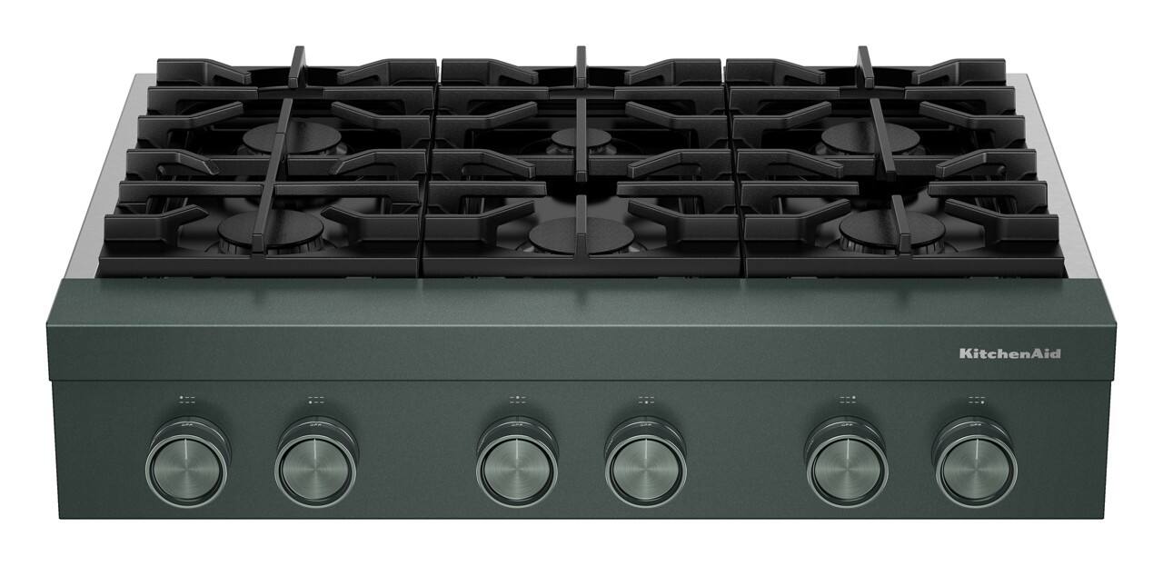 Front. KitchenAid - KitchenAid - KitchenAid 36-inch 6-Burner Gas Commercial-Style Rangetop - Juniper.