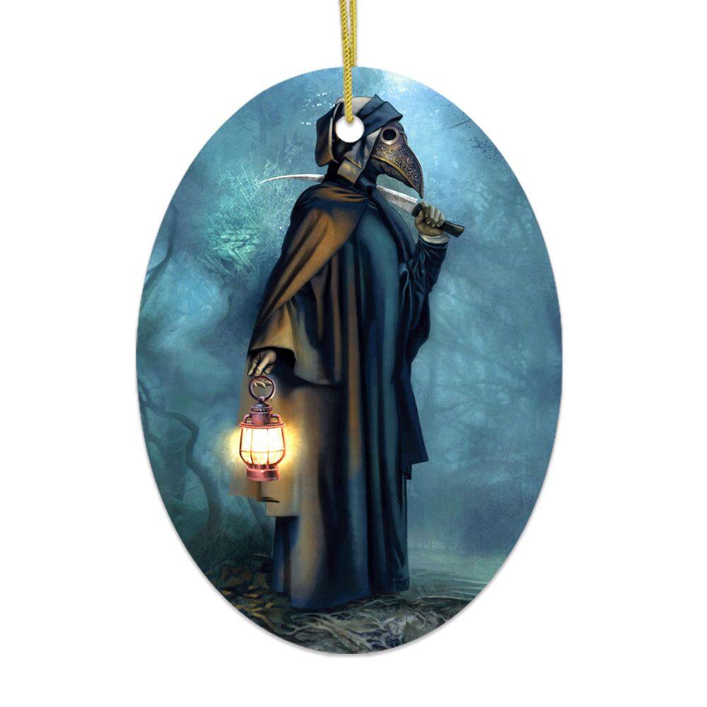 Front. OrnamentallyYou - Plague Doctor Grim Reaper Ornament Oval - Multi-colored.
