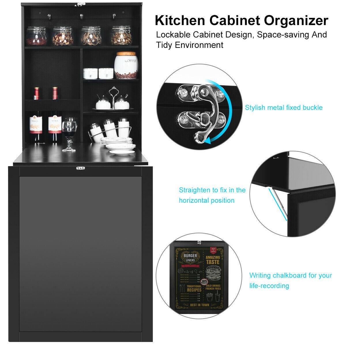 Kitchen Cabinet Organizer Lockable Cabinet Design, Space-saving And Tidy Environment
Stylish metal fixed buckle
Straighten to fix in the horizontal position
Writing chalkboard for your life-recording