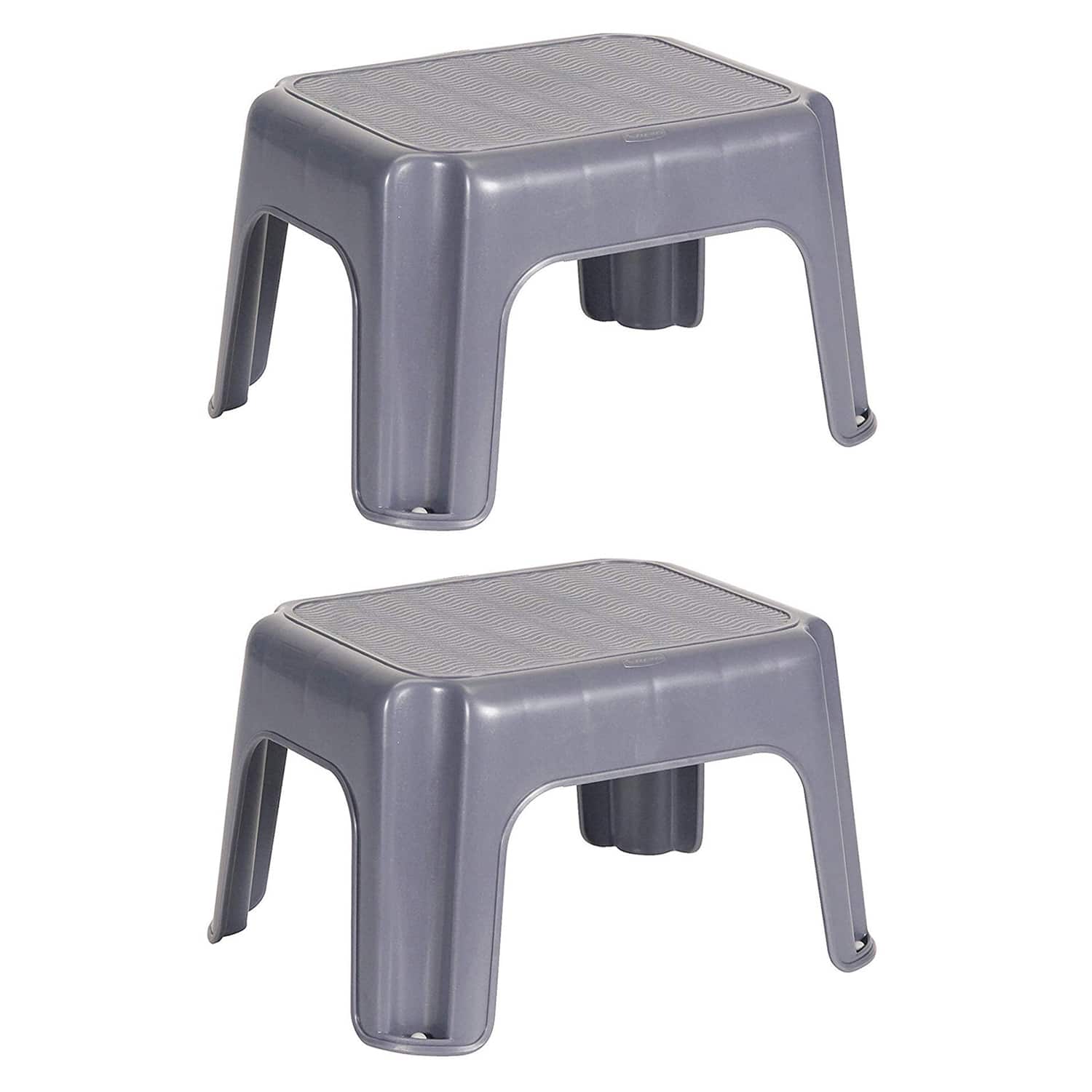 RubberMaid - Durable Roughneck Plastic Family Sturdy Step Stool, (2 Pack) - Gray