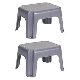 RubberMaid - Durable Roughneck Plastic Family Sturdy Step Stool, (2 Pack) - Gray