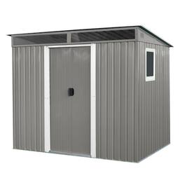 Mondawe - 8 ft x 6 ft Outdoor Metal Storage Shed with Window - Gray