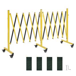 VEVOR - Double Expandable Barricades, 18FT Industrial Safety Barriers, Flexible Mobile Barricade with Locking Casters - Yellow