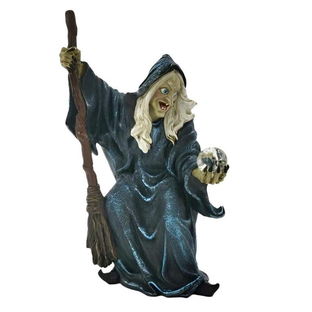 FC Design - 12"H Witch with Broom & Crystal Figurine Statue Office Desk Tabletop Home Decor Gift - Multi-Color