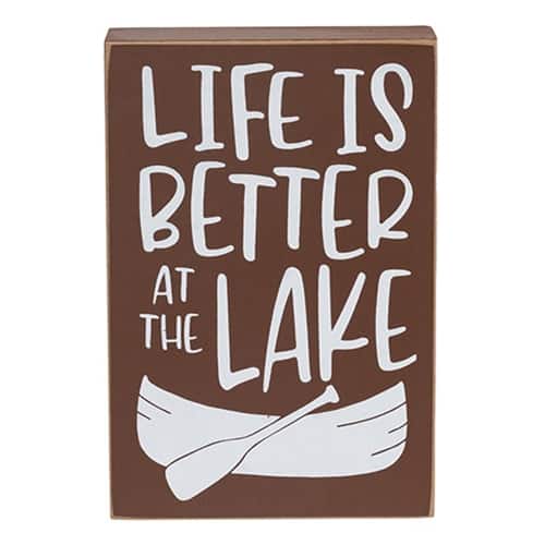 BreeBe - Life Is Better at the Lake Boat Box Sign - Brown