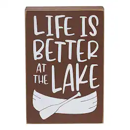 BreeBe - Life Is Better at the Lake Boat Box Sign - Brown