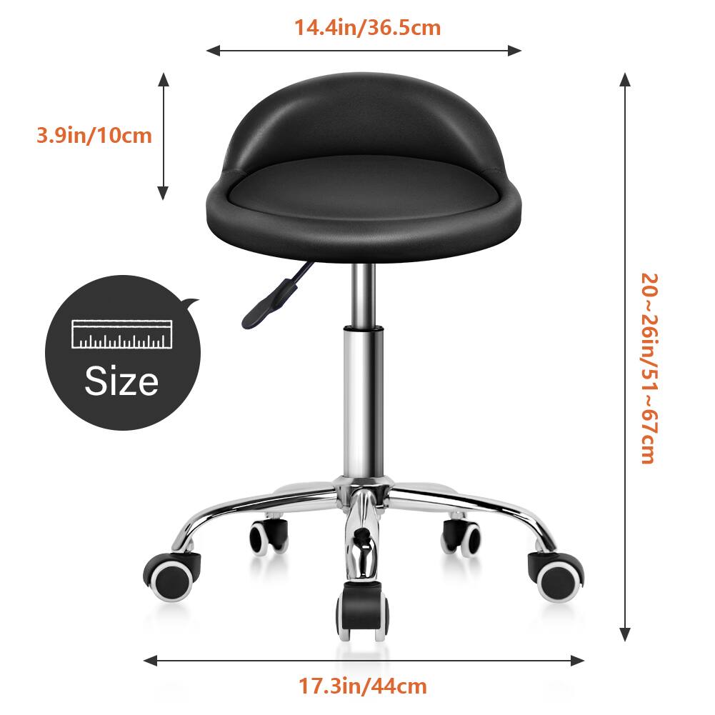 - Seat width: 14.4in / 36.5cm
- Seat depth: 3.9in / 10cm
- Seat height: 20~26in / 51~67cm
- Base width: 17.3in / 44cm