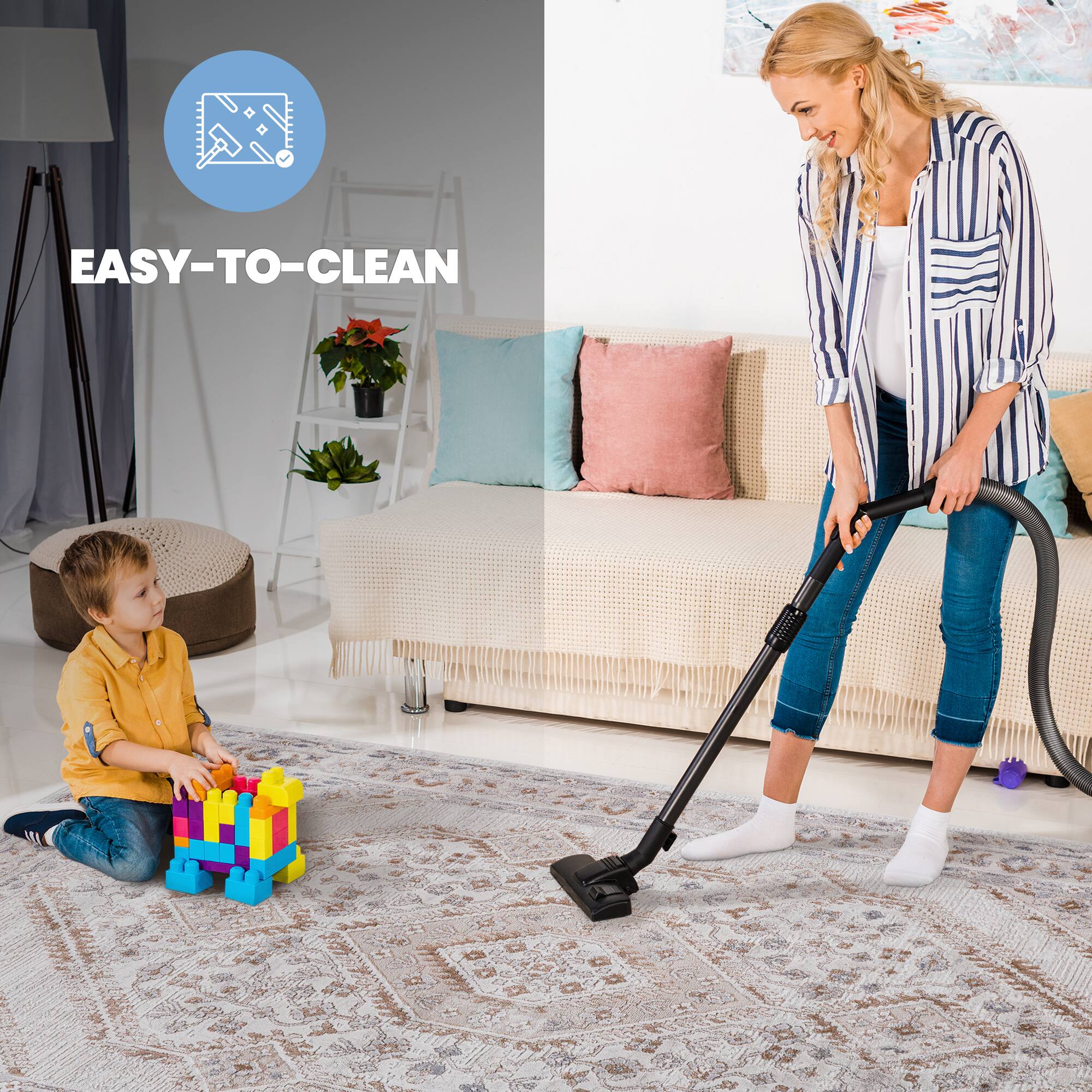 Alt View 1. TinyHomie - Collection 6X9 Cream/Ivory/Bordered Non-Shedding Living Room Bedroom Dining Office Stylish and Stain Resistant Area Rug - Cream.