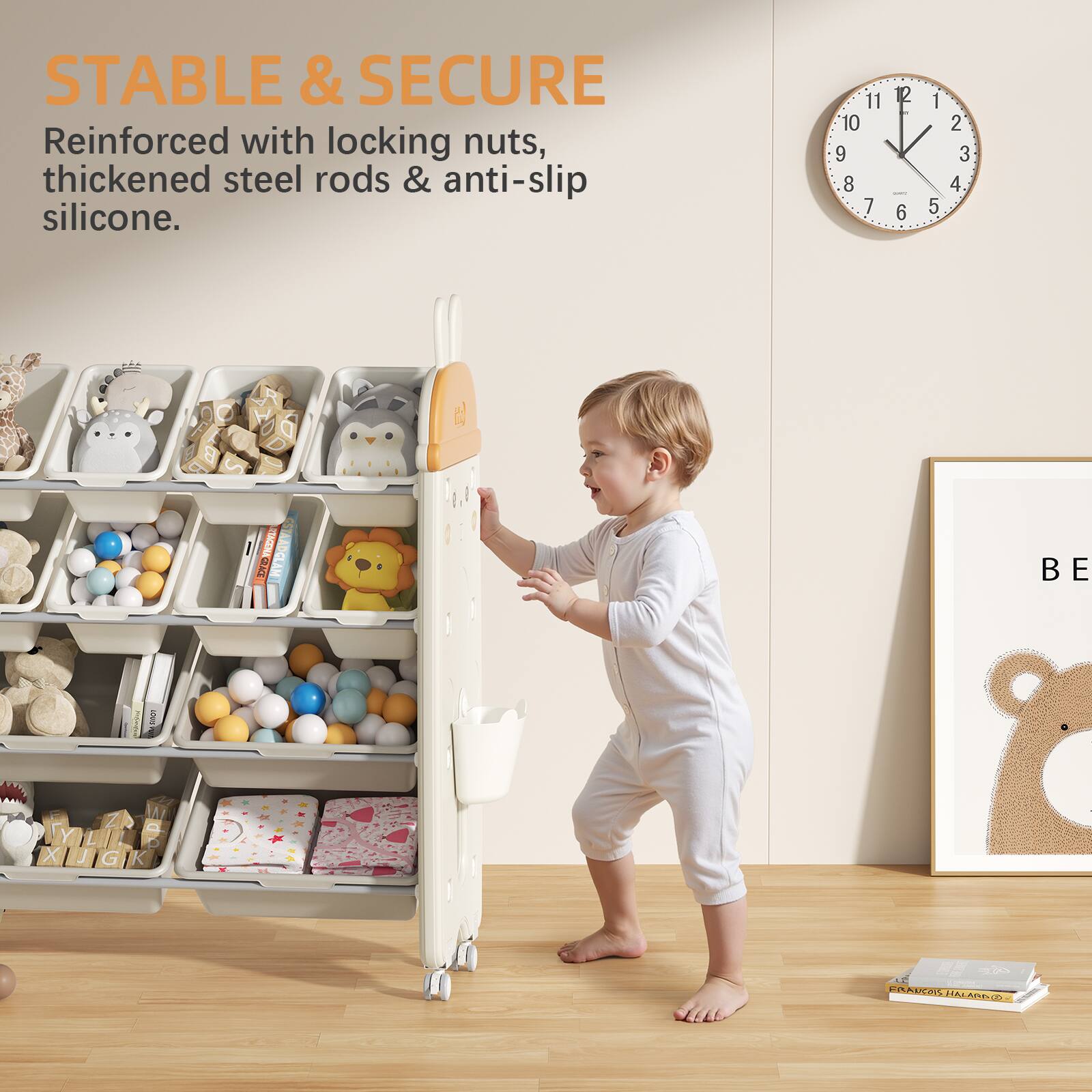 STABLE & SECURE  
Reinforced with locking nuts, thickened steel rods & anti-slip silicone.