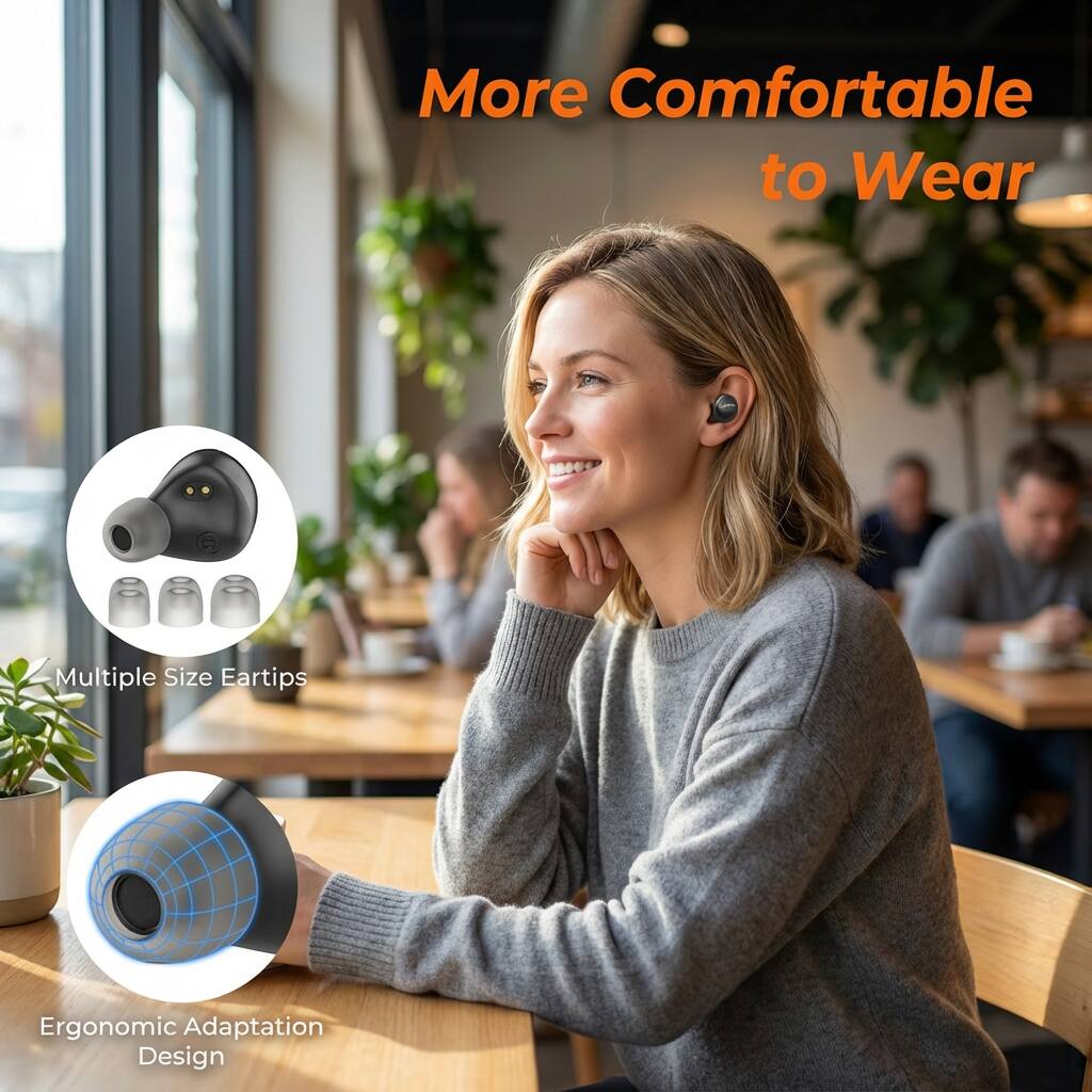 More Comfortable to Wear  
Multiple Size Eartips  
Ergonomic Adaptation Design